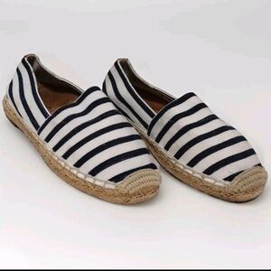 Vionic Navy and White Striped Loafers